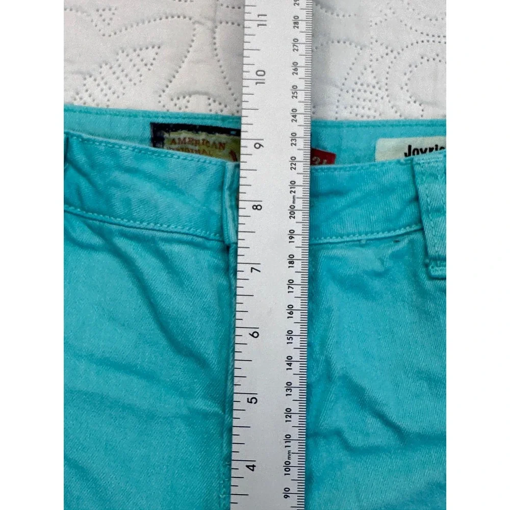 Dear John Jovrie Turquoise Blue Frayed Hem Denim Shorts Size 31